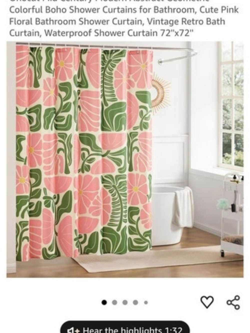 Mid Century Modern Abstract Geometric Colorful Boho Shower Curtain Shower